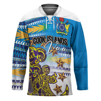 Personalised Cook Islands Va'a Race Hockey Jersey Te Tatau Tattoos Sporty Style Glory Blue Color LT03 Unisex Blue - Polynesian Pride