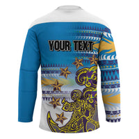 Personalised Cook Islands Va'a Race Hockey Jersey Te Tatau Tattoos Sporty Style Glory Blue Color LT03 - Polynesian Pride