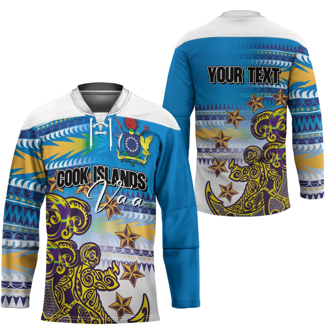 Personalised Cook Islands Va'a Race Hockey Jersey Te Tatau Tattoos Sporty Style Glory Blue Color LT03 - Polynesian Pride