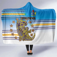 Cook Islands Va'a Race Hooded Blanket Te Tatau Tattoos Sporty Style Glory Blue Color LT03 One Size Blue - Polynesian Pride