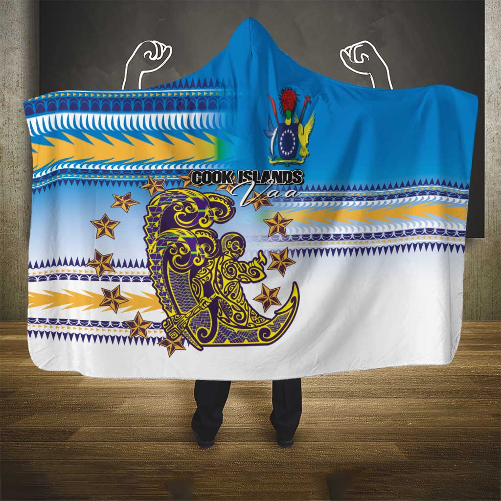 Cook Islands Va'a Race Hooded Blanket Te Tatau Tattoos Sporty Style Glory Blue Color LT03 - Polynesian Pride