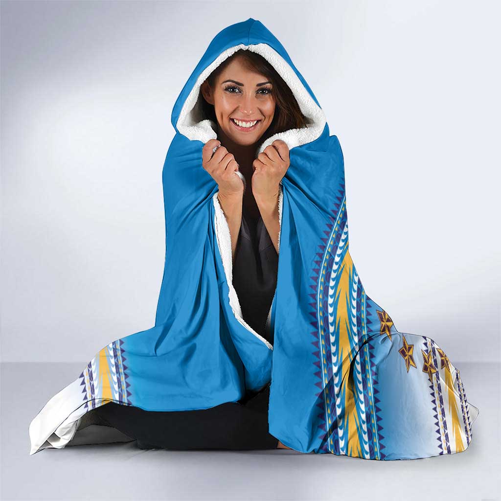 Cook Islands Va'a Race Hooded Blanket Te Tatau Tattoos Sporty Style Glory Blue Color LT03 - Polynesian Pride