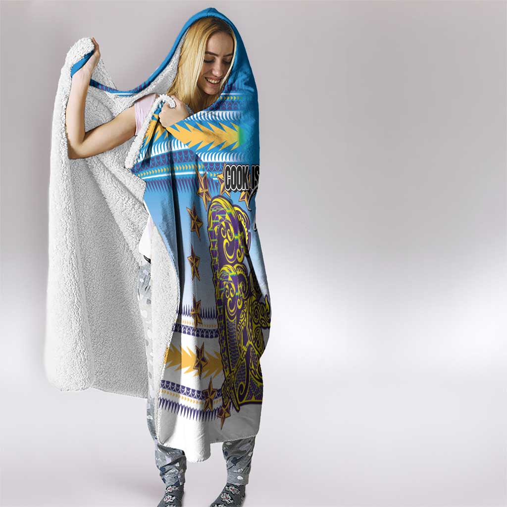Cook Islands Va'a Race Hooded Blanket Te Tatau Tattoos Sporty Style Glory Blue Color LT03 - Polynesian Pride