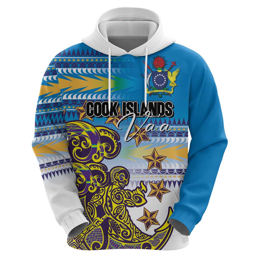 Personalised Cook Islands Va'a Race Hoodie Te Tatau Tattoos Sporty Style Glory Blue Color LT03 - Polynesian Pride