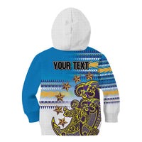 Personalised Cook Islands Va'a Race Kid Hoodie Te Tatau Tattoos Sporty Style Glory Blue Color LT03 - Polynesian Pride