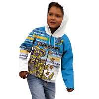 Personalised Cook Islands Va'a Race Kid Hoodie Te Tatau Tattoos Sporty Style Glory Blue Color LT03 - Polynesian Pride