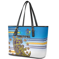 Cook Islands Va'a Race Leather Tote Bag Te Tatau Tattoos Sporty Style Glory Blue Color LT03 - Polynesian Pride
