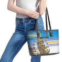 Cook Islands Va'a Race Leather Tote Bag Te Tatau Tattoos Sporty Style Glory Blue Color LT03 - Polynesian Pride