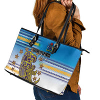 Cook Islands Va'a Race Leather Tote Bag Te Tatau Tattoos Sporty Style Glory Blue Color LT03 - Polynesian Pride