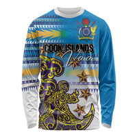 Personalised Cook Islands Va'a Race Long Sleeve Shirt Te Tatau Tattoos Sporty Style Glory Blue Color LT03 Unisex Blue - Polynesian Pride