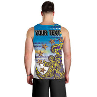 Personalised Cook Islands Va'a Race Men Tank Top Te Tatau Tattoos Sporty Style Glory Blue Color LT03 - Polynesian Pride