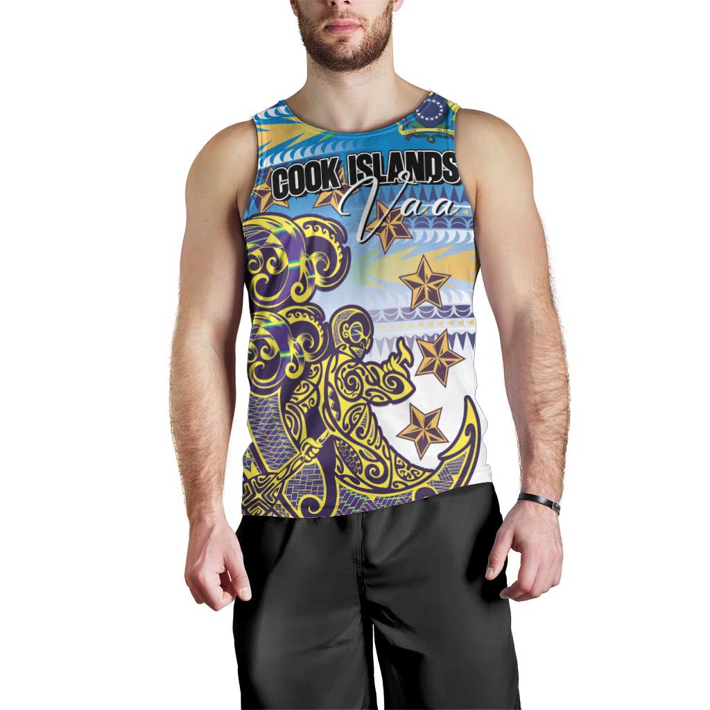 Personalised Cook Islands Va'a Race Men Tank Top Te Tatau Tattoos Sporty Style Glory Blue Color LT03 - Polynesian Pride
