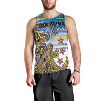 Personalised Cook Islands Va'a Race Men Tank Top Te Tatau Tattoos Sporty Style Glory Blue Color LT03 - Polynesian Pride