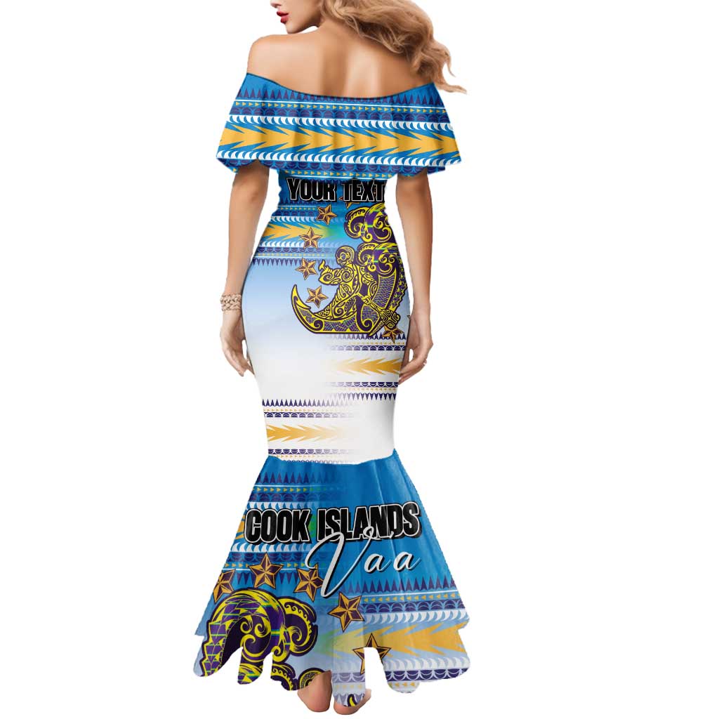 Personalised Cook Islands Va'a Race Mermaid Dress Te Tatau Tattoos Sporty Style Glory Blue Color LT03 - Polynesian Pride