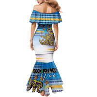 Personalised Cook Islands Va'a Race Mermaid Dress Te Tatau Tattoos Sporty Style Glory Blue Color LT03 - Polynesian Pride