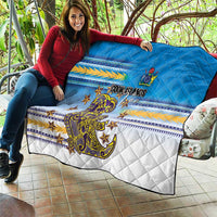 Cook Islands Va'a Race Quilt Te Tatau Tattoos Sporty Style Glory Blue Color - Polynesian Pride