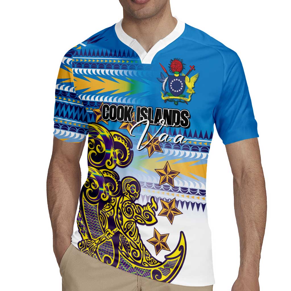 Personalised Cook Islands Va'a Race Rugby Jersey Te Tatau Tattoos Sporty Style Glory Blue Color LT03 - Polynesian Pride