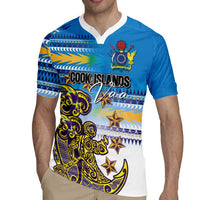 Personalised Cook Islands Va'a Race Rugby Jersey Te Tatau Tattoos Sporty Style Glory Blue Color LT03 - Polynesian Pride