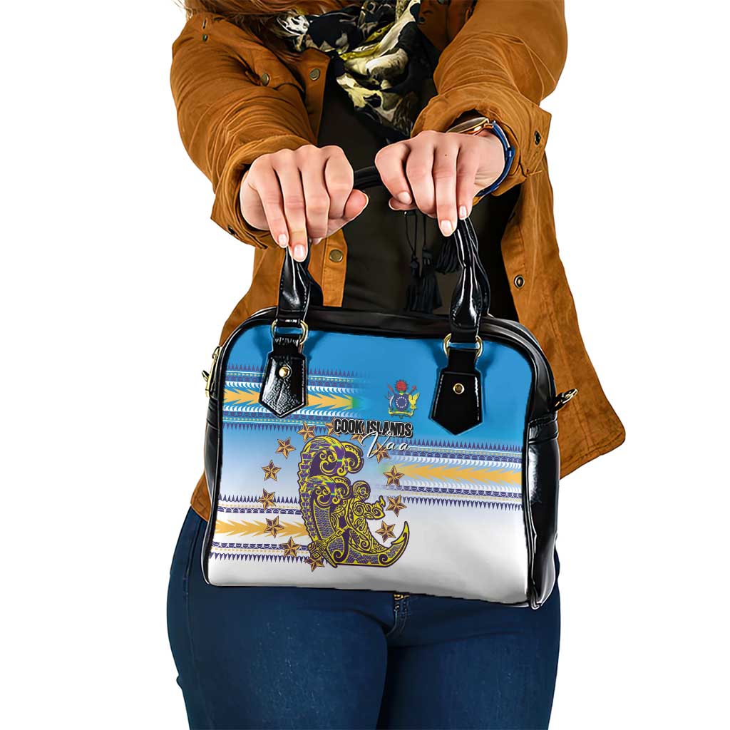 Cook Islands Va'a Race Shoulder Handbag Te Tatau Tattoos Sporty Style Glory Blue Color - Polynesian Pride
