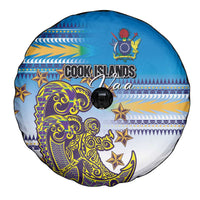 Cook Islands Va'a Race Spare Tire Cover Te Tatau Tattoos Sporty Style Glory Blue Color LT03 - Polynesian Pride