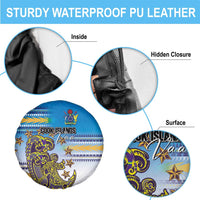 Cook Islands Va'a Race Spare Tire Cover Te Tatau Tattoos Sporty Style Glory Blue Color LT03 - Polynesian Pride