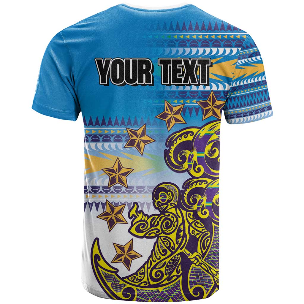 Personalised Cook Islands Va'a Race T Shirt Te Tatau Tattoos Sporty Style Glory Blue Color LT03 - Polynesian Pride