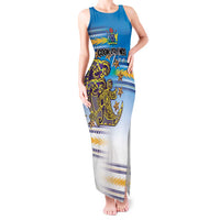 Personalised Cook Islands Va'a Race Tank Maxi Dress Te Tatau Tattoos Sporty Style Glory Blue Color LT03 Women Blue - Polynesian Pride