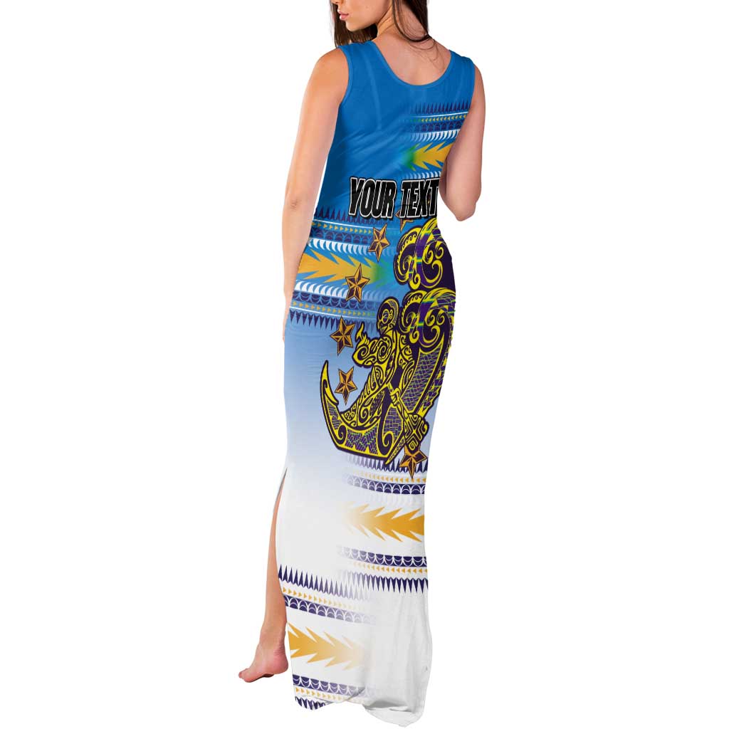 Personalised Cook Islands Va'a Race Tank Maxi Dress Te Tatau Tattoos Sporty Style Glory Blue Color LT03 - Polynesian Pride