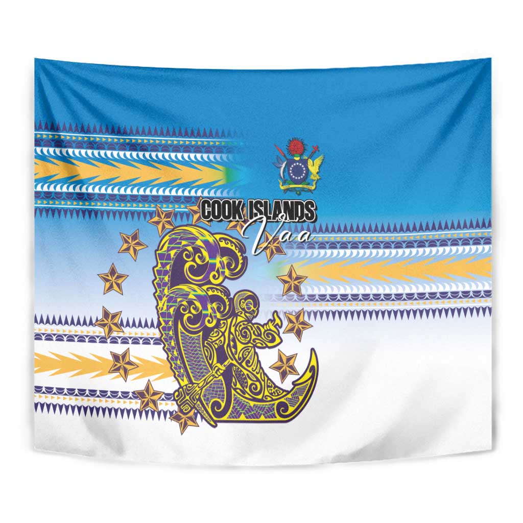 Cook Islands Va'a Race Tapestry Te Tatau Tattoos Sporty Style Glory Blue Color - Polynesian Pride