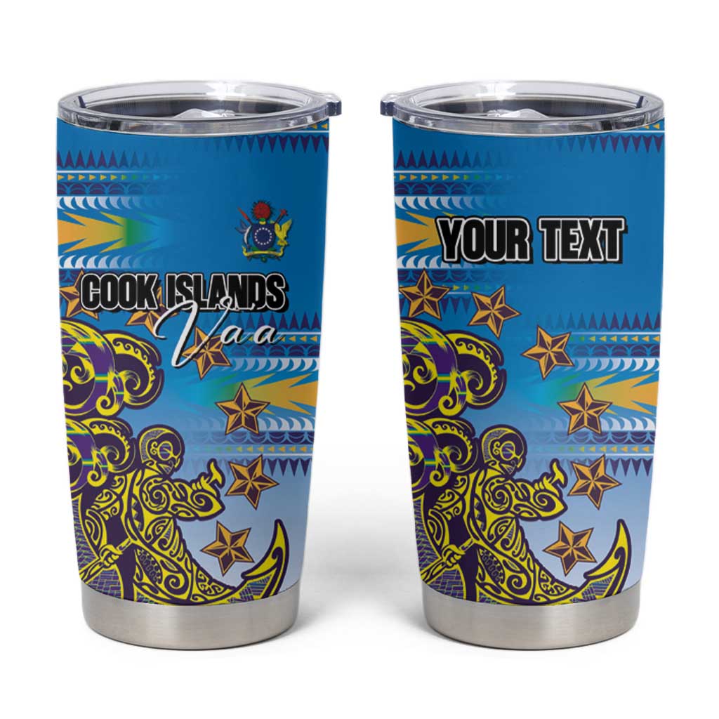 Personalised Cook Islands Va'a Race Tumbler Cup Te Tatau Tattoos Sporty Style Glory Blue Color LT03 Blue - Polynesian Pride