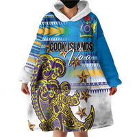 Personalised Cook Islands Va'a Race Wearable Blanket Hoodie Te Tatau Tattoos Sporty Style Glory Blue Color LT03 - Polynesian Pride