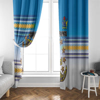 Cook Islands Va'a Race Window Curtain Te Tatau Tattoos Sporty Style Glory Blue Color - Polynesian Pride