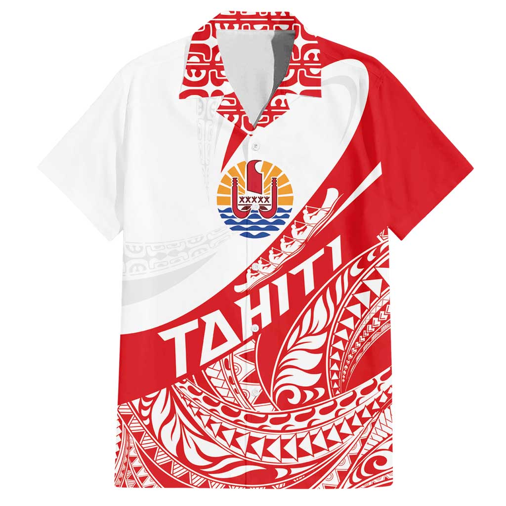 Personalised Tahiti Va'a Race Family Matching Puletasi and Hawaiian Shirt Polynesian Tattoos Sporty Style LT03 Dad's Shirt - Short Sleeve Red - Polynesian Pride