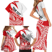 Personalised Tahiti Va'a Race Family Matching Short Sleeve Bodycon Dress and Hawaiian Shirt Polynesian Tattoos Sporty Style LT03 - Polynesian Pride