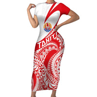 Personalised Tahiti Va'a Race Family Matching Short Sleeve Bodycon Dress and Hawaiian Shirt Polynesian Tattoos Sporty Style LT03 Mom's Dress Red - Polynesian Pride