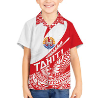Personalised Tahiti Va'a Race Family Matching Short Sleeve Bodycon Dress and Hawaiian Shirt Polynesian Tattoos Sporty Style LT03 Son's Shirt Red - Polynesian Pride