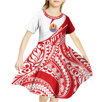 Personalised Tahiti Va'a Race Kid Short Sleeve Dress Polynesian Tattoos Sporty Style LT03 - Polynesian Pride