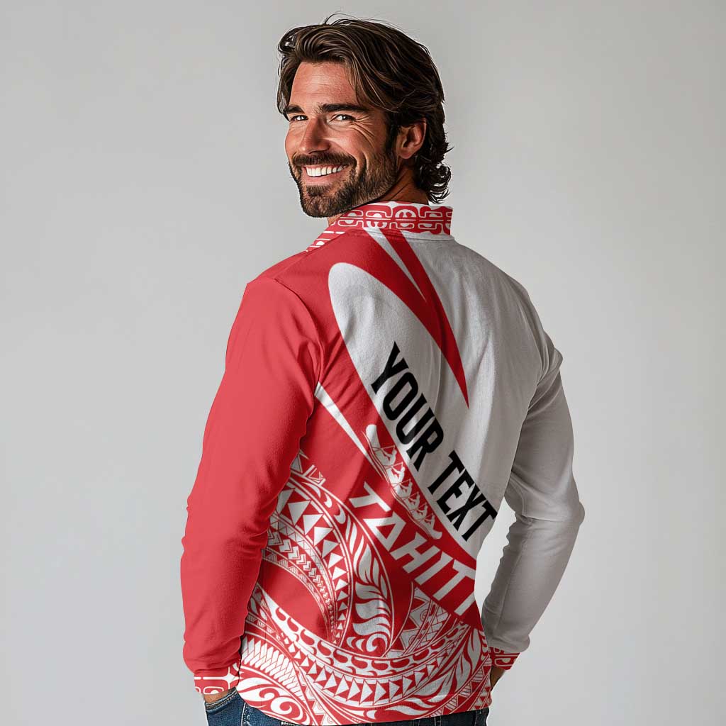 Personalised Tahiti Va'a Race Long Sleeve Polo Shirt Polynesian Tattoos Sporty Style LT03 - Polynesian Pride