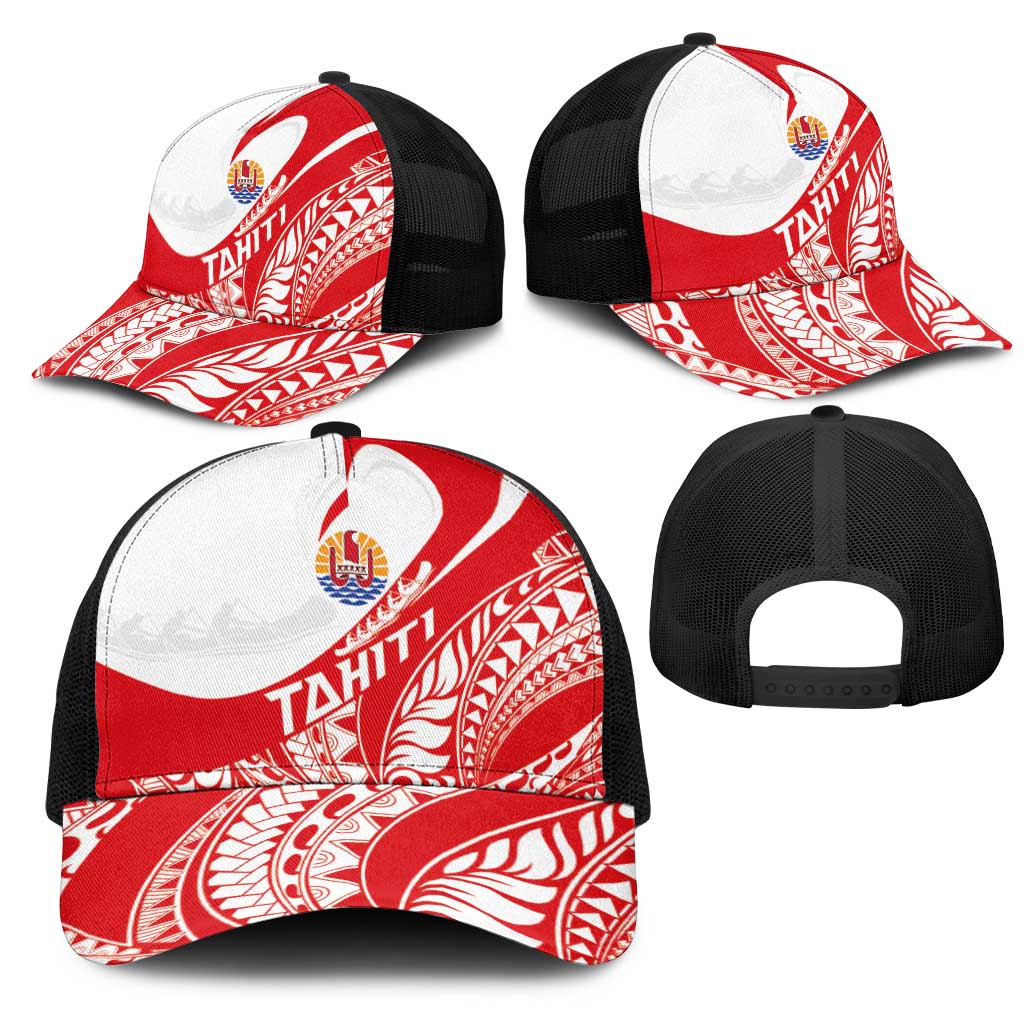 Tahiti Va'a Race Mesh Trucker Cap Polynesian Tattoos Sporty Style - Polynesian Pride