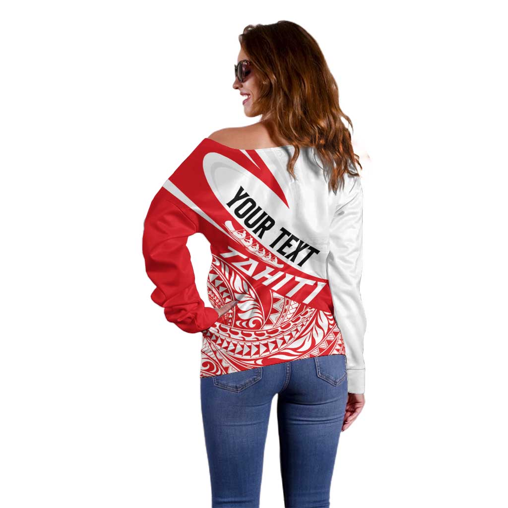 Personalised Tahiti Va'a Race Off Shoulder Sweater Polynesian Tattoos Sporty Style - Polynesian Pride