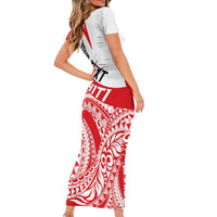 Personalised Tahiti Va'a Race Short Sleeve Bodycon Dress Polynesian Tattoos Sporty Style LT03 - Polynesian Pride