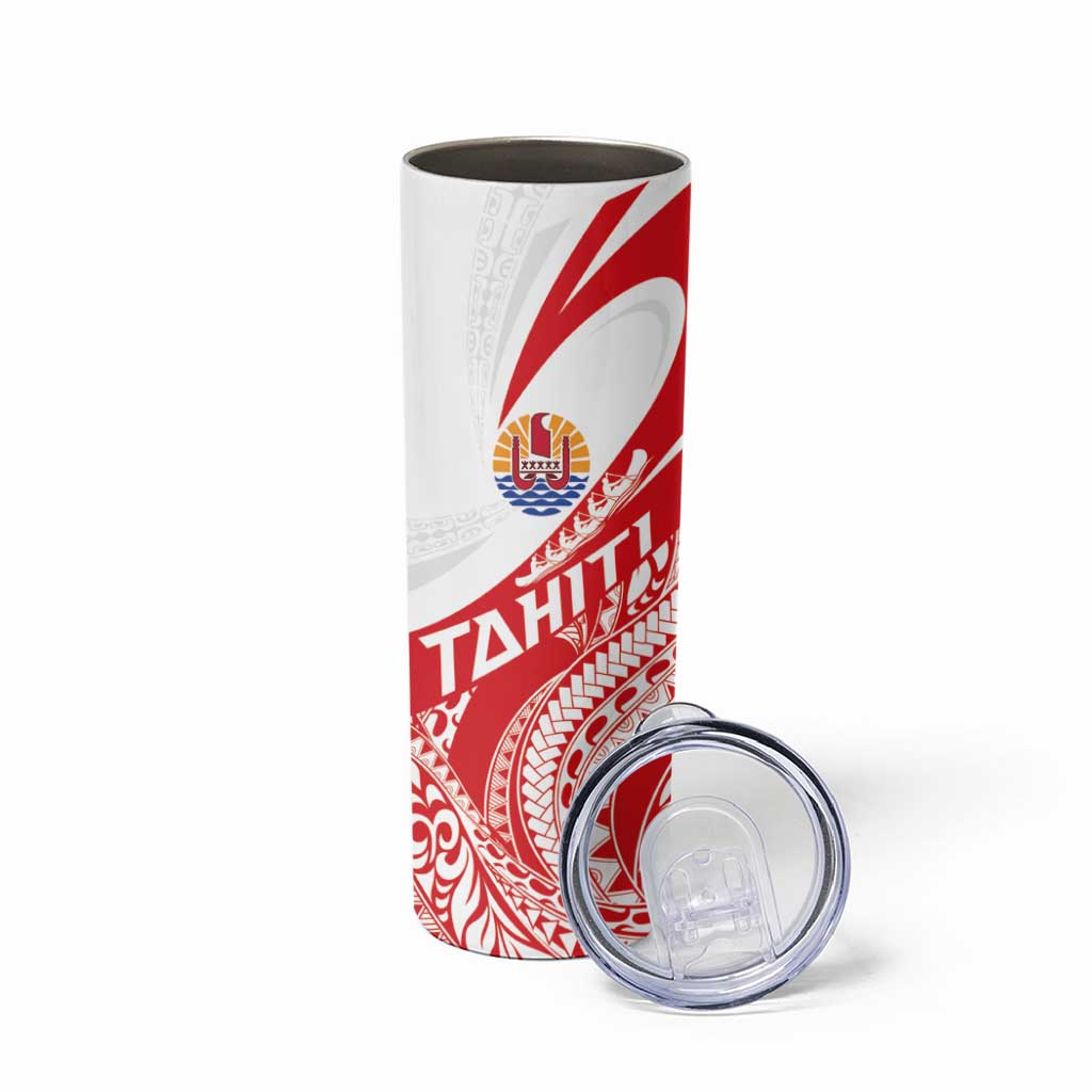 Personalised Tahiti Va'a Race Skinny Tumbler Polynesian Tattoos Sporty Style LT03 - Polynesian Pride