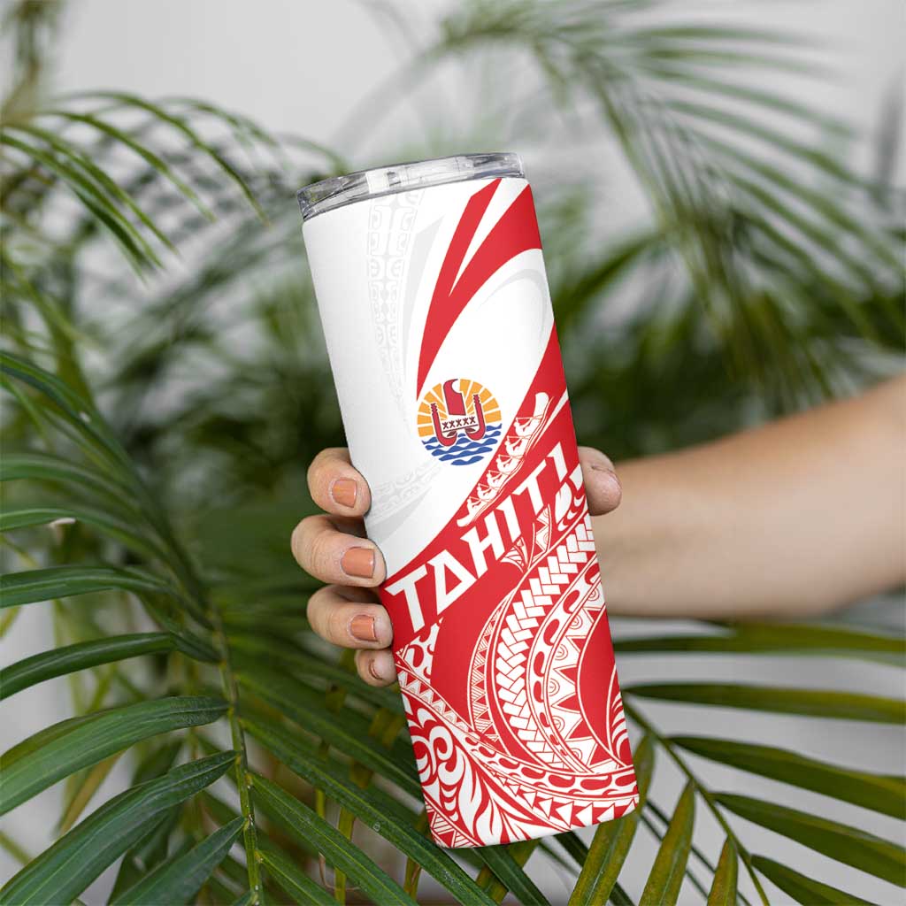 Personalised Tahiti Va'a Race Skinny Tumbler Polynesian Tattoos Sporty Style LT03 - Polynesian Pride