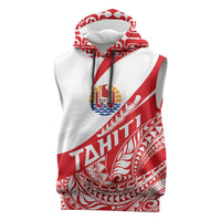 Personalised Tahiti Va'a Race Sleeveless Hoodie Polynesian Tattoos Sporty Style LT03 Red - Polynesian Pride