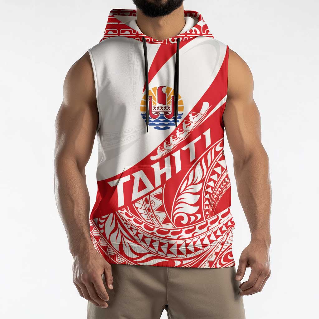 Personalised Tahiti Va'a Race Sleeveless Hoodie Polynesian Tattoos Sporty Style LT03 - Polynesian Pride