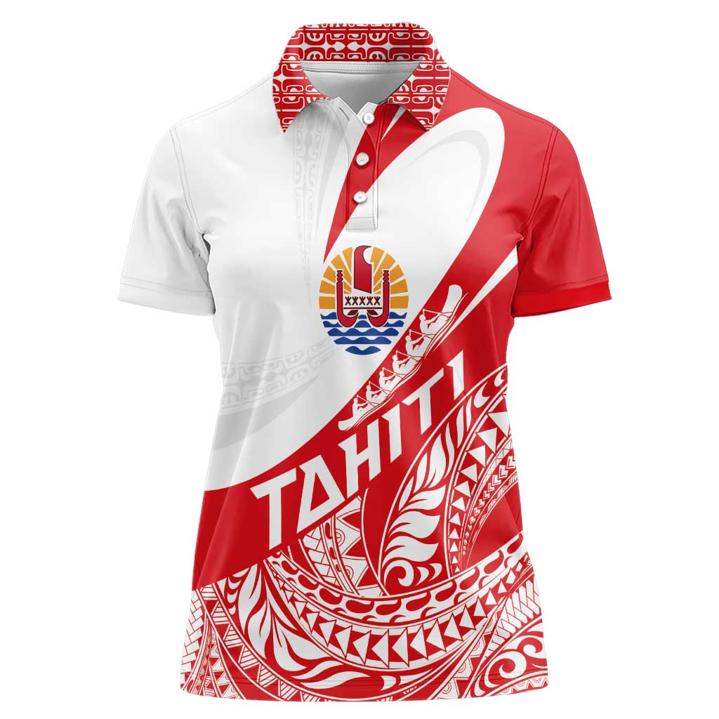 Personalised Tahiti Va'a Race Women Polo Shirt Polynesian Tattoos Sporty Style - Polynesian Pride