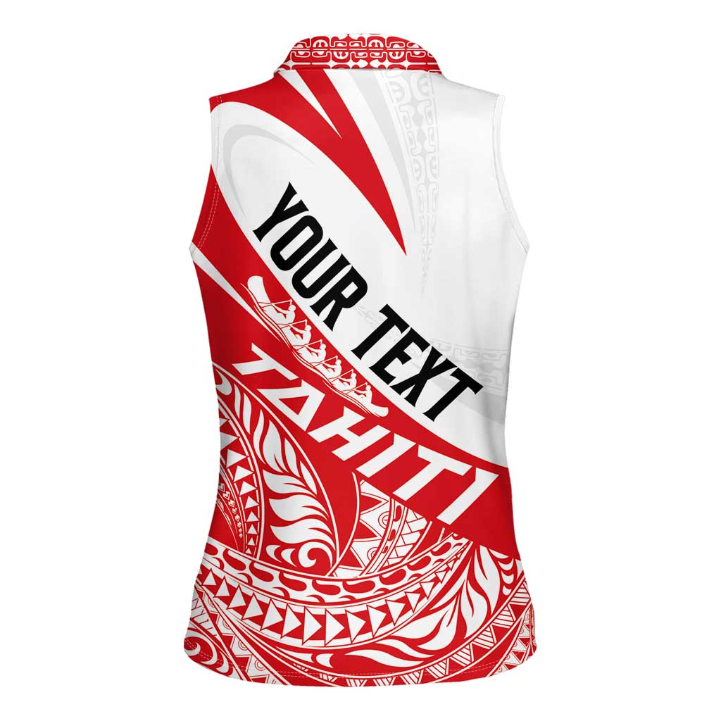 Personalised Tahiti Va'a Race Women Sleeveless Polo Shirt Polynesian Tattoos Sporty Style LT03 - Polynesian Pride