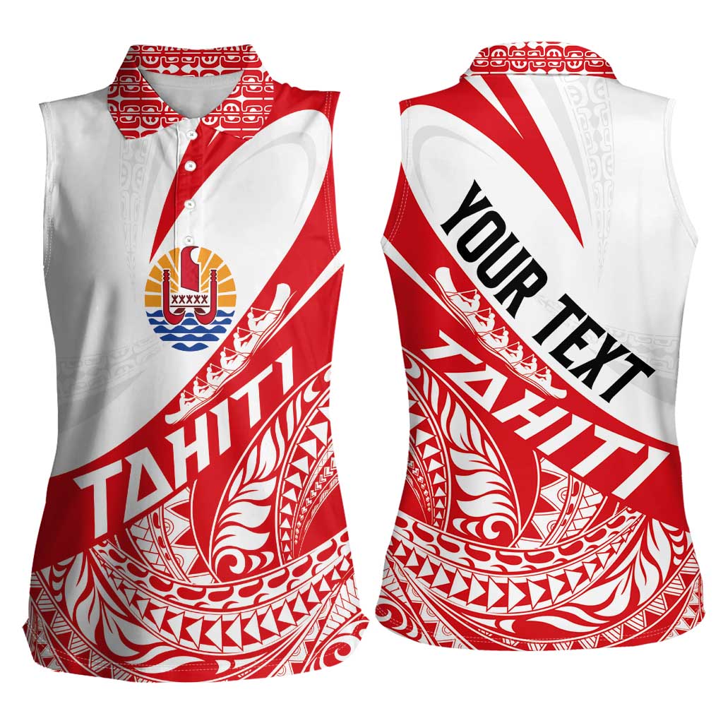Personalised Tahiti Va'a Race Women Sleeveless Polo Shirt Polynesian Tattoos Sporty Style LT03 - Polynesian Pride