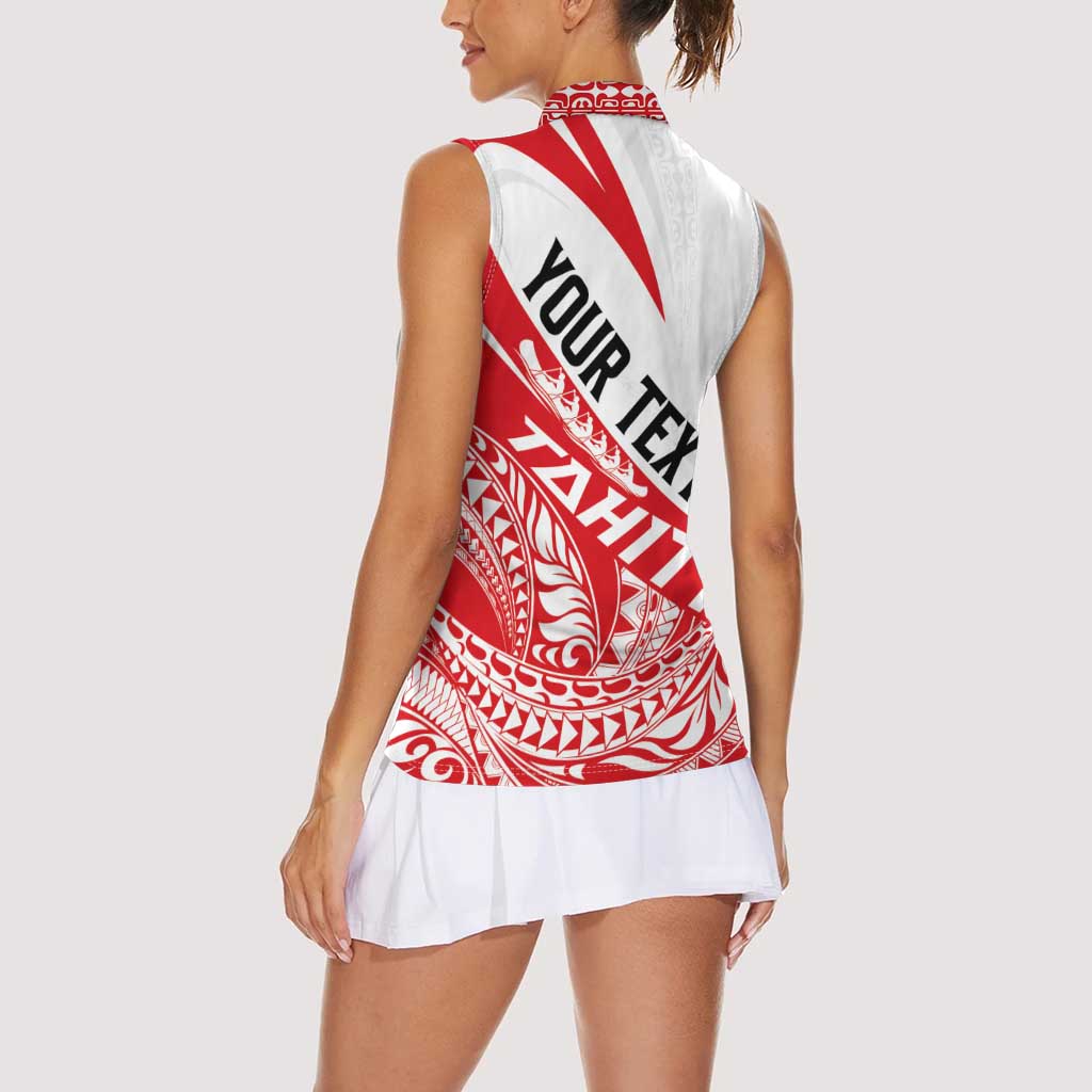 Personalised Tahiti Va'a Race Women Sleeveless Polo Shirt Polynesian Tattoos Sporty Style LT03 - Polynesian Pride