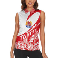 Personalised Tahiti Va'a Race Women Sleeveless Polo Shirt Polynesian Tattoos Sporty Style LT03 - Polynesian Pride